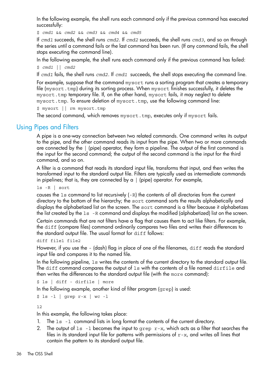 Using pipes and filters | HP NonStop G-Series User Manual | Page 36 / 213