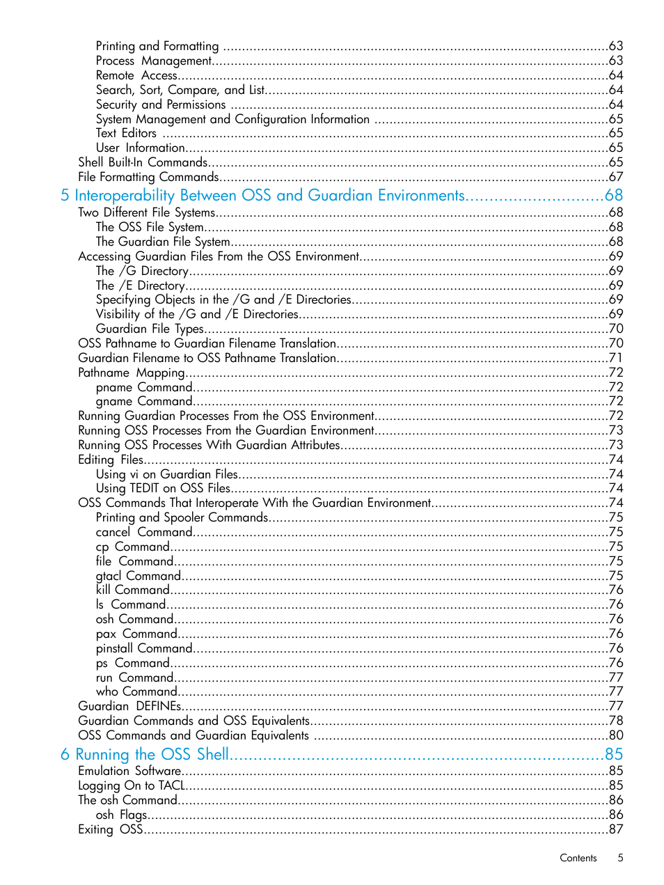 6 running the oss shell | HP NonStop G-Series User Manual | Page 5 / 213