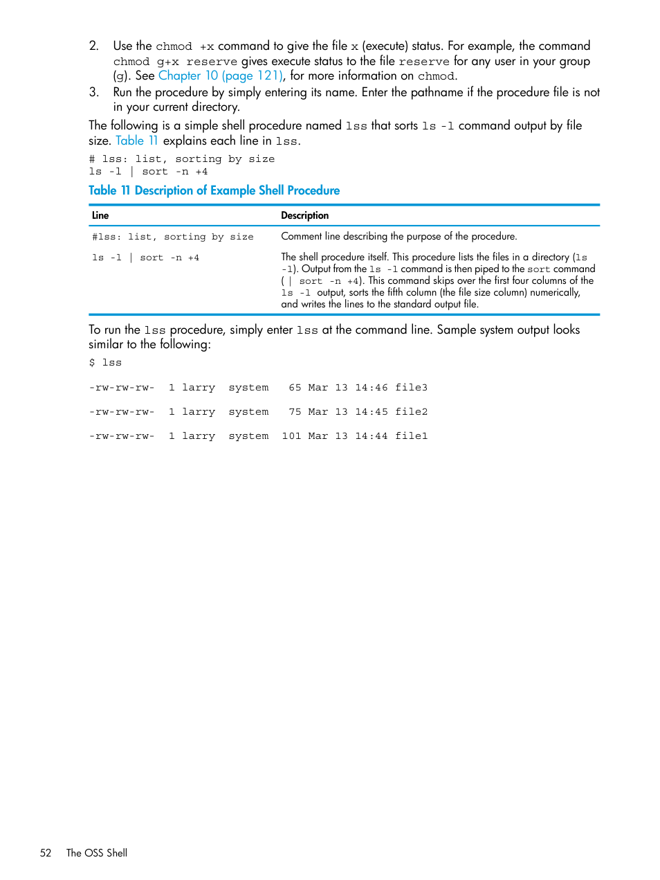 Description of example shell procedure | HP NonStop G-Series User Manual | Page 52 / 213