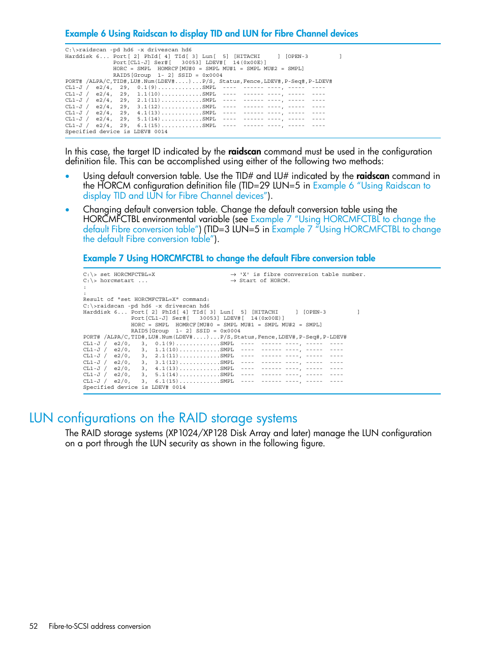 Lun configurations on the raid storage systems | HP XP RAID Manager Software User Manual | Page 52 / 95