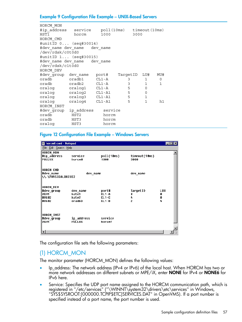 1) horcm_mon | HP XP RAID Manager Software User Manual | Page 57 / 95