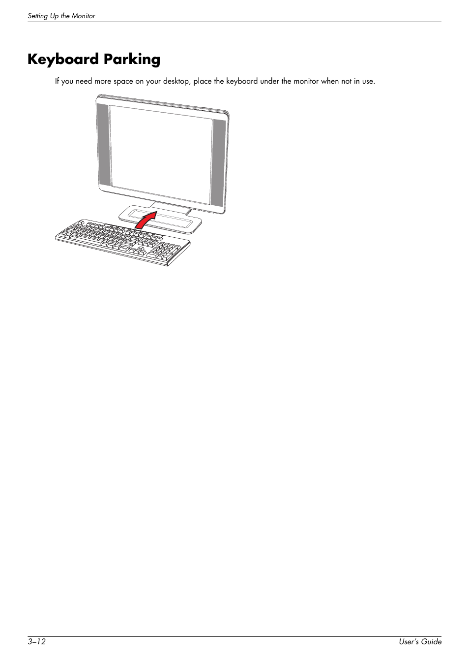 Keyboard parking, Keyboard parking –12 | HP w2228k 22-inch LCD Monitor User Manual | Page 24 / 62