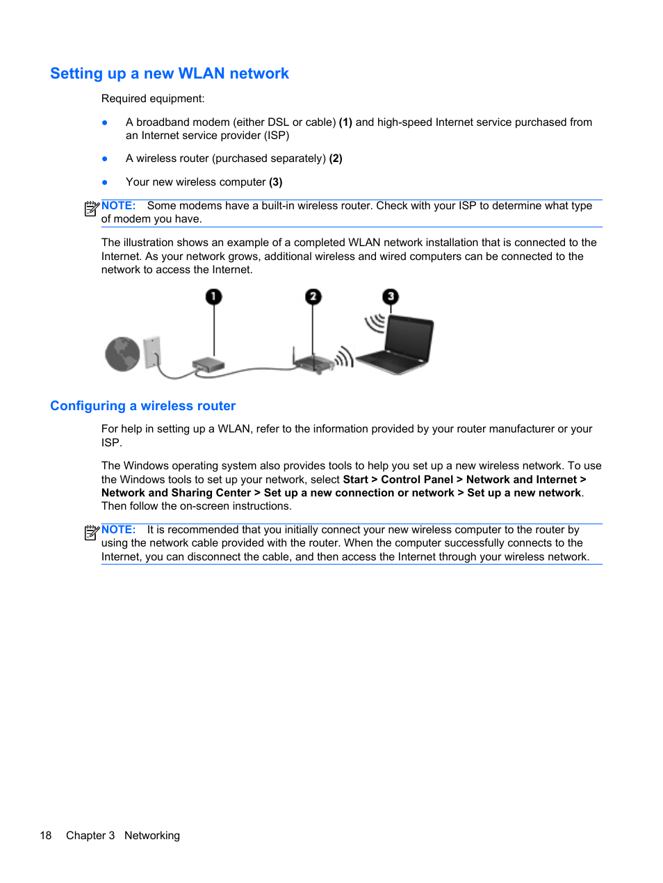 Setting up a new wlan network, Configuring a wireless router | HP Folio 13-1035nr Notebook PC User Manual | Page 28 / 85