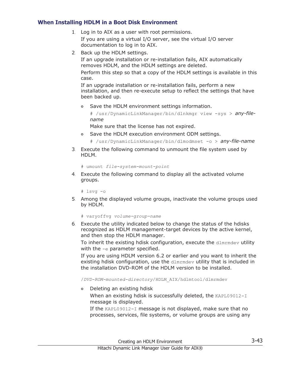 When installing hdlm in a boot disk environment | HP XP Racks User Manual | Page 105 / 460