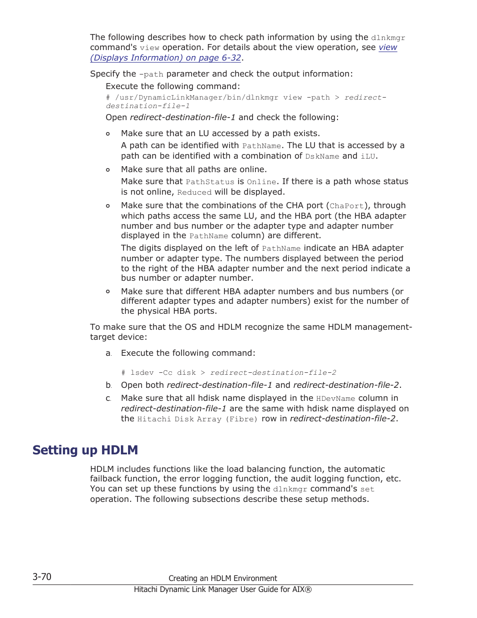 Setting up hdlm, Setting up hdlm -70 | HP XP Racks User Manual | Page 132 / 460