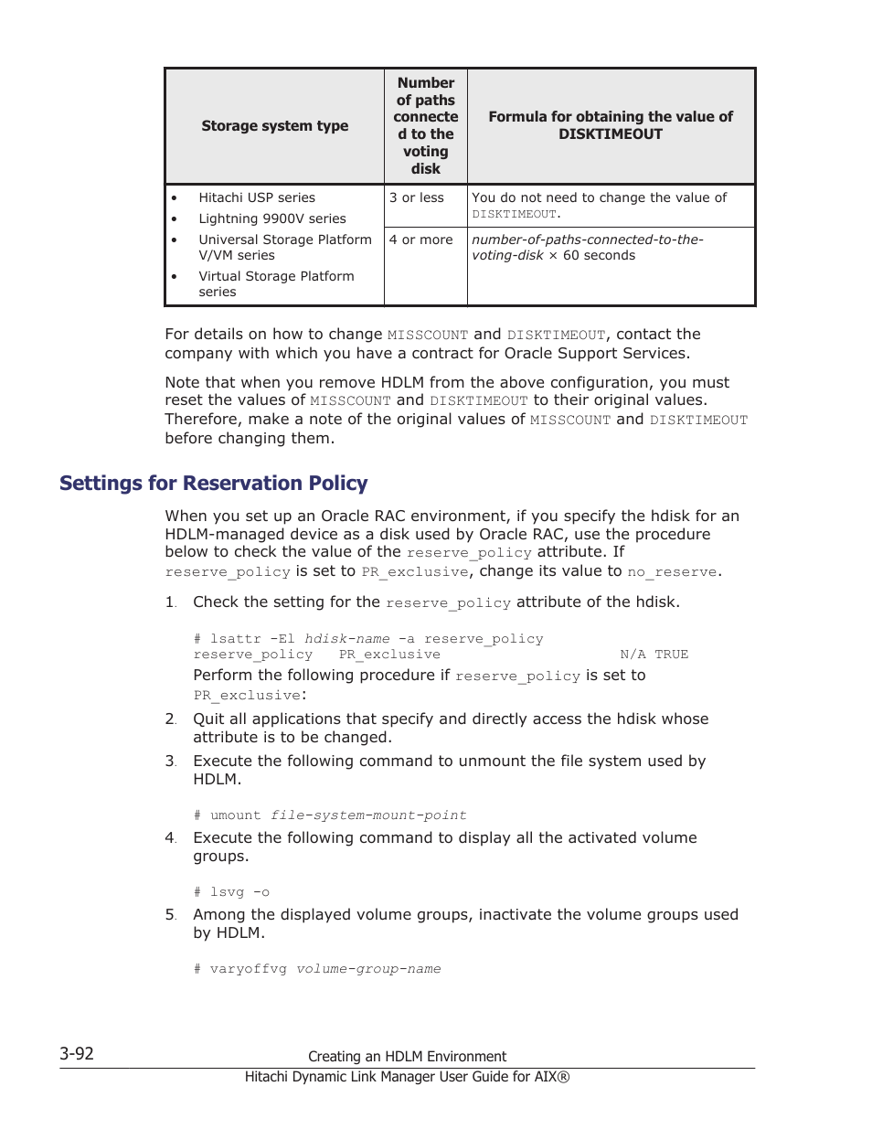 Settings for reservation policy, Settings for reservation policy -92 | HP XP Racks User Manual | Page 154 / 460