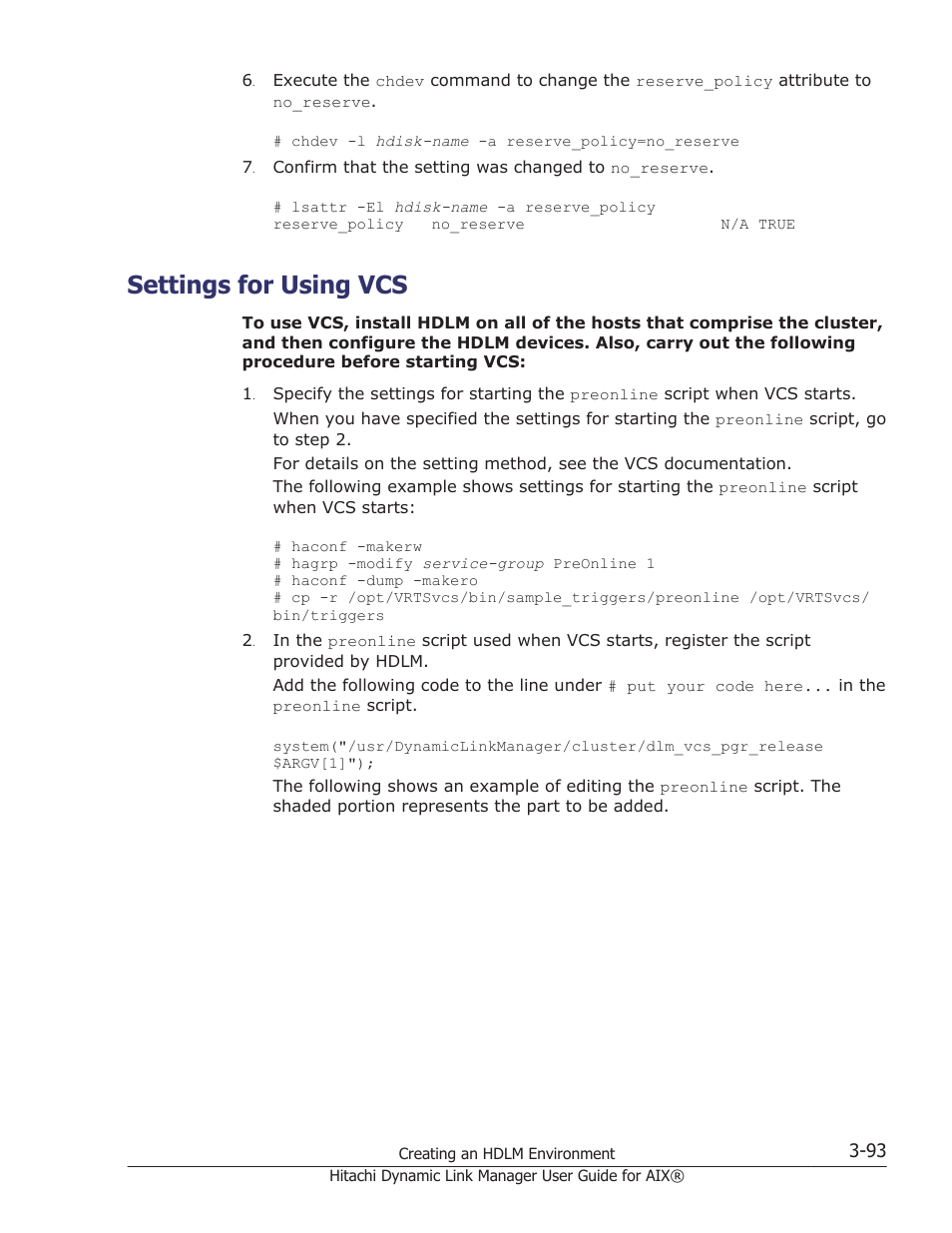 Settings for using vcs, Settings for using vcs -93, For vcs | HP XP Racks User Manual | Page 155 / 460