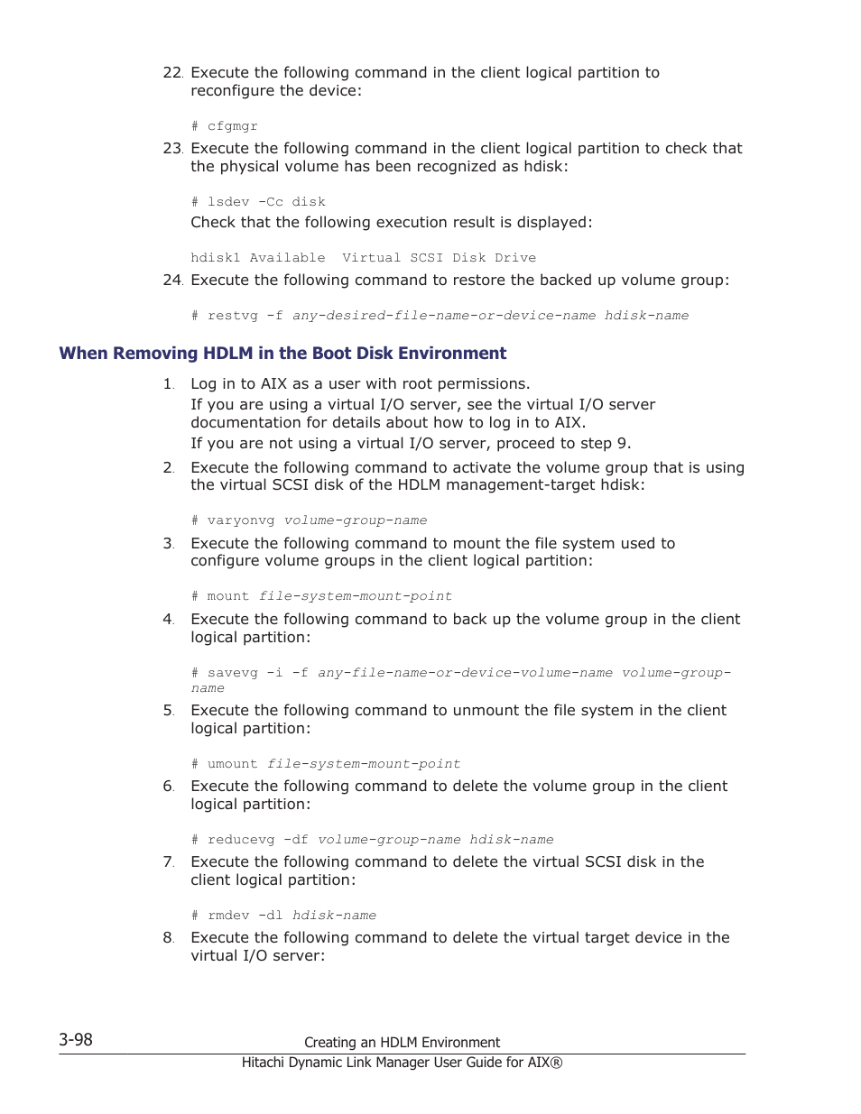 When removing hdlm in the boot disk environment | HP XP Racks User Manual | Page 160 / 460