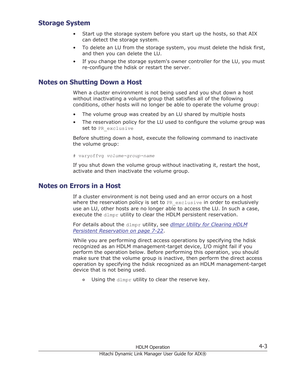 Storage system, Notes on shutting down a host, Notes on errors in a host | Storage system -3, Notes on shutting down a host -3, Notes on errors in a host -3 | HP XP Racks User Manual | Page 169 / 460