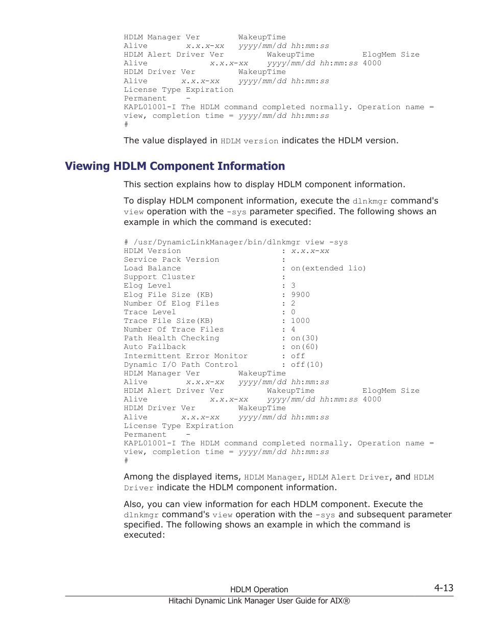 Viewing hdlm component information, Viewing hdlm component information -13 | HP XP Racks User Manual | Page 179 / 460