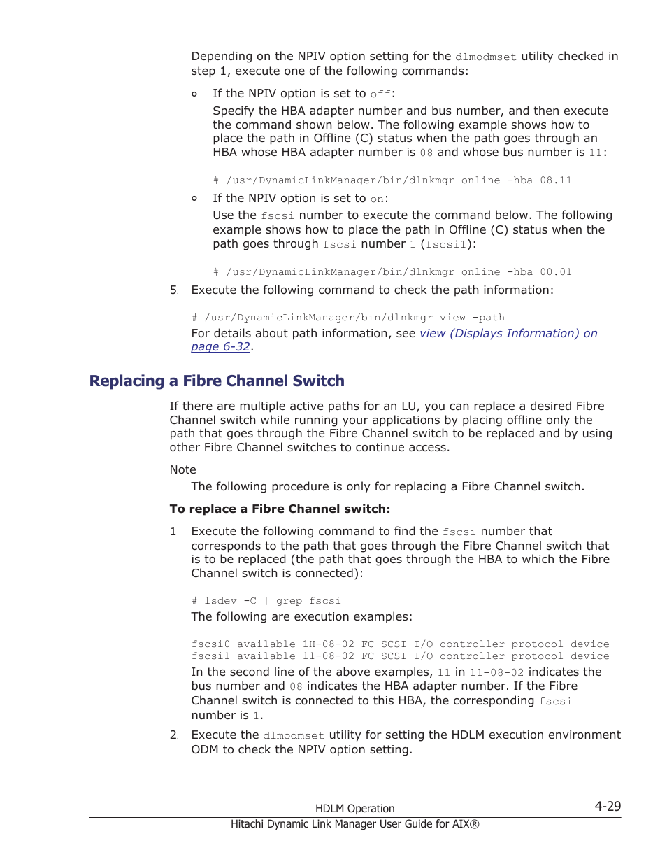 Replacing a fibre channel switch, Replacing a fibre channel switch -29 | HP XP Racks User Manual | Page 195 / 460