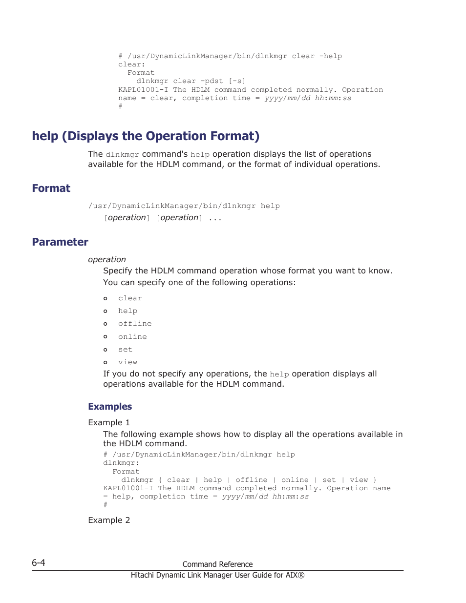Help (displays the operation format), Format, Parameter | Help (displays the operation format) -4, Format -4, Parameter -4, Help | HP XP Racks User Manual | Page 210 / 460