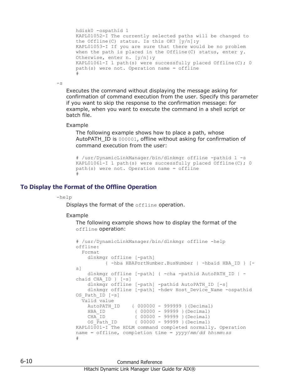 To display the format of the offline operation -10 | HP XP Racks User Manual | Page 216 / 460