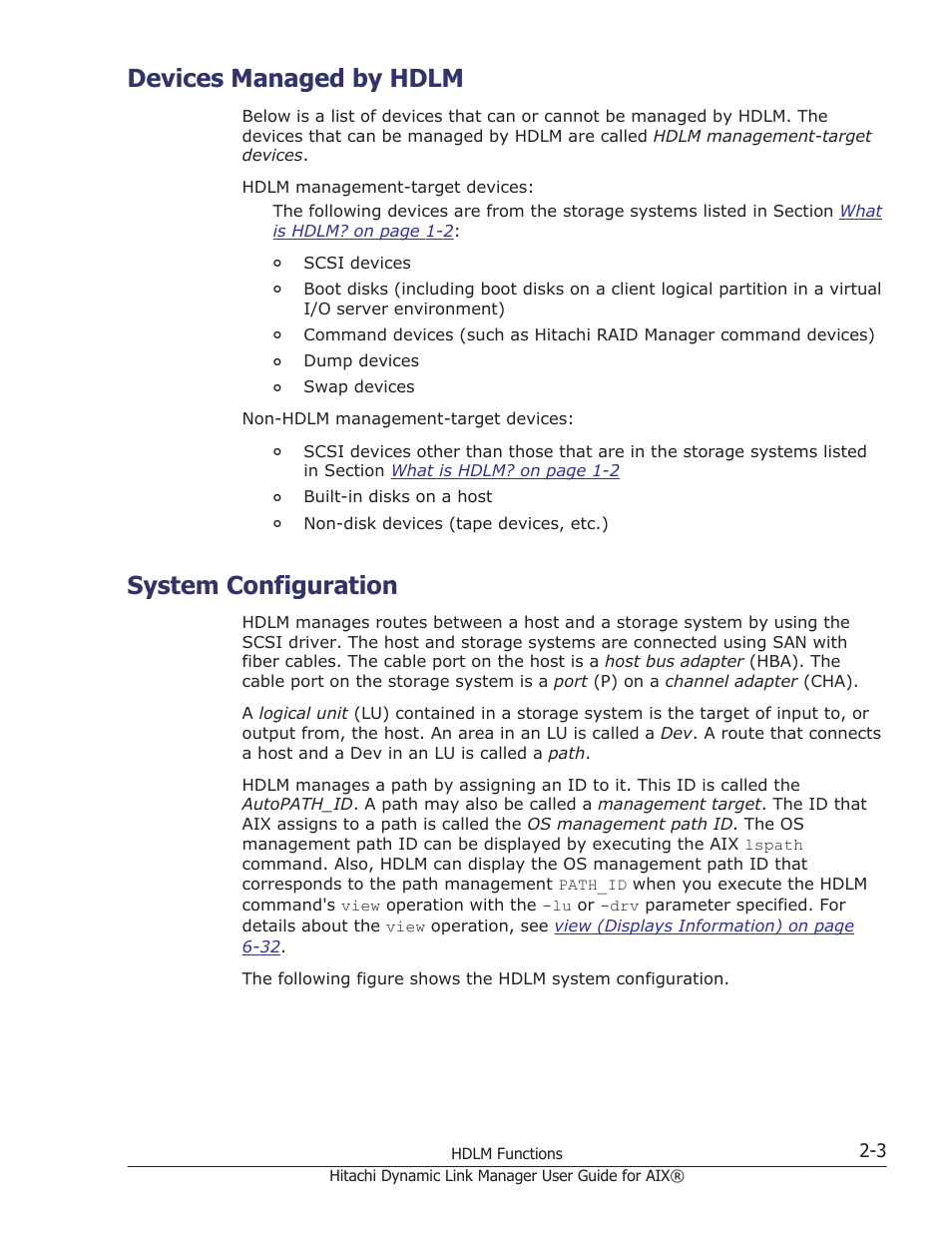 Devices managed by hdlm, System configuration, Devices managed by hdlm -3 | System configuration -3 | HP XP Racks User Manual | Page 23 / 460