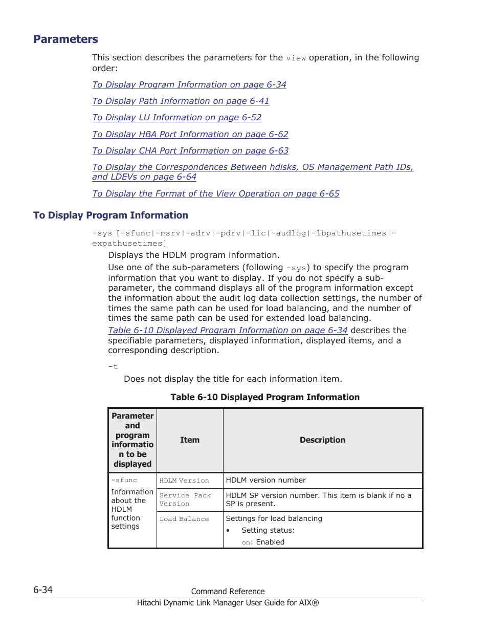 Parameters, Parameters -34, To display program information -34 | HP XP Racks User Manual | Page 240 / 460