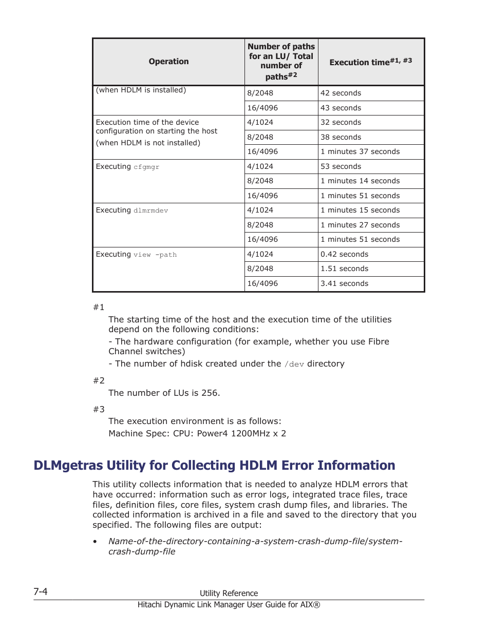 Dlmgetras utility for collecting hdlm, Dlmgetras utility for collecting, Utility and the information it collects, see | HP XP Racks User Manual | Page 276 / 460