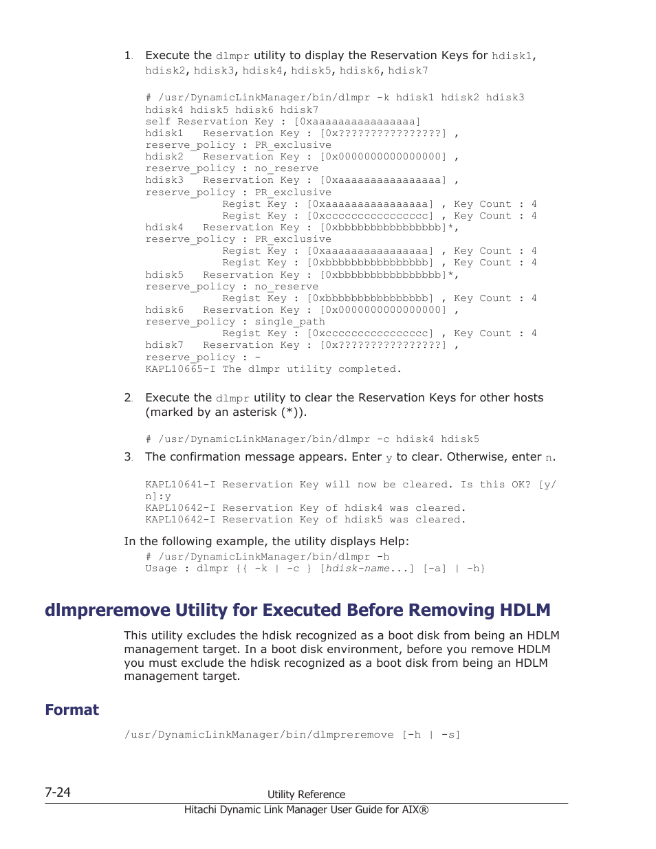 Format, Format -24, Utility, see | Dlmpreremove utility for | HP XP Racks User Manual | Page 296 / 460