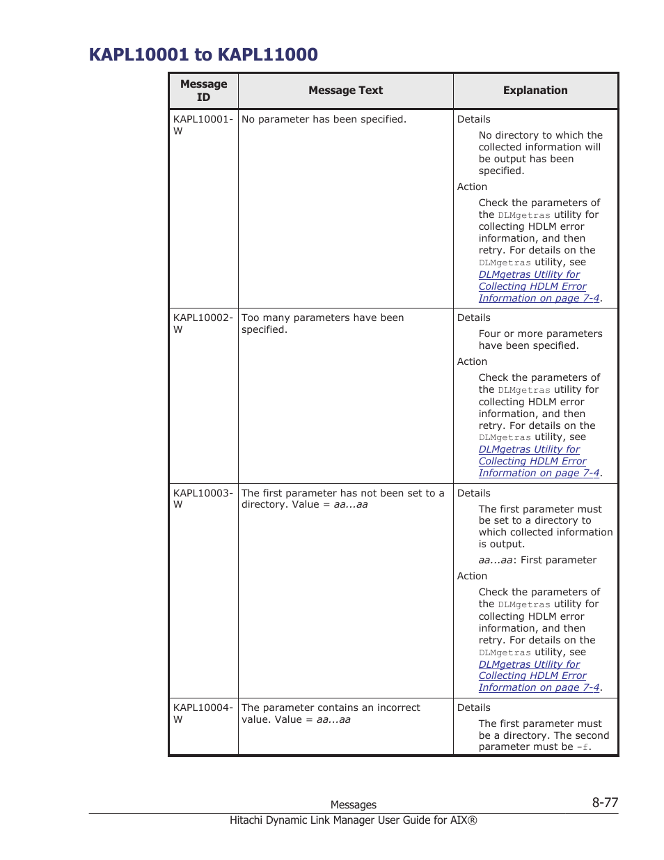 Kapl10001 to kapl11000, Kapl10001 to kapl11000 -77 | HP XP Racks User Manual | Page 387 / 460