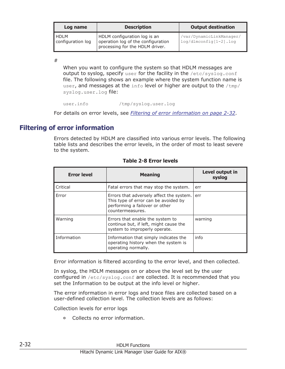 Filtering of error information, Filtering of error information -32 | HP XP Racks User Manual | Page 52 / 460