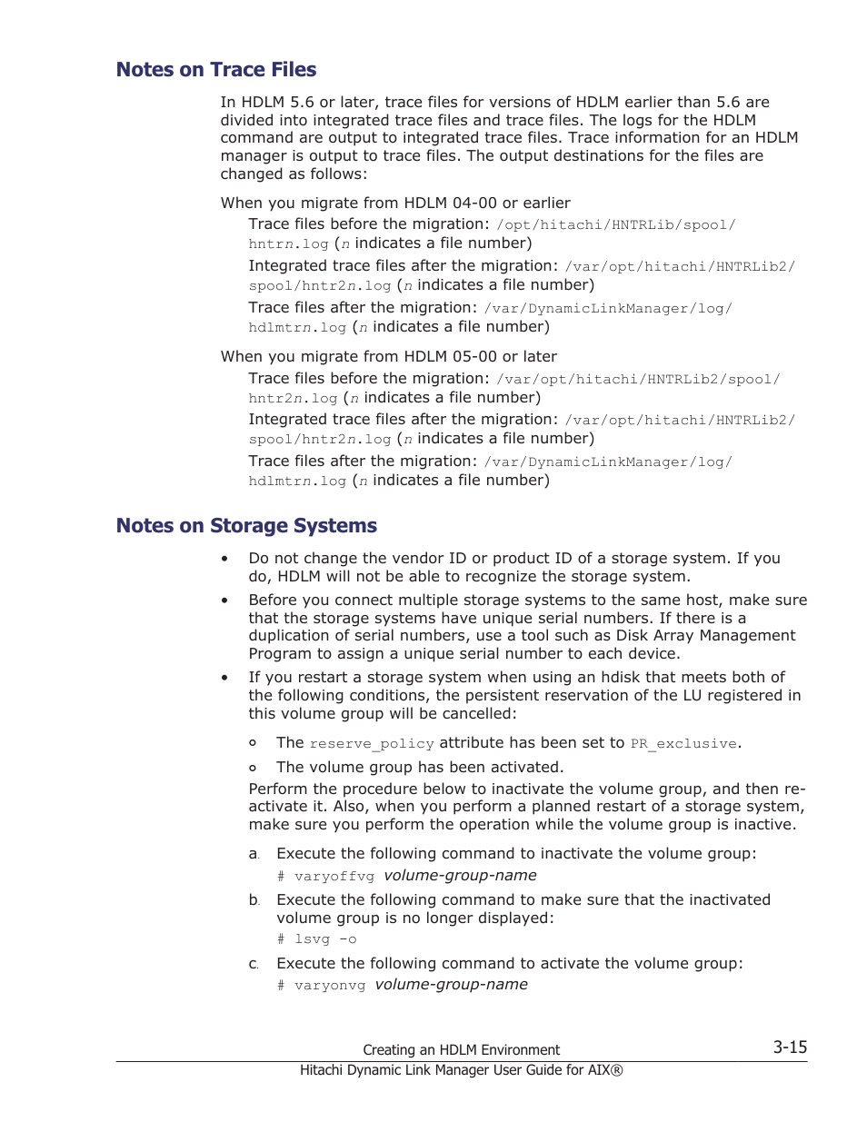 Notes on trace files, Notes on storage systems, Notes on trace files -15 | Notes on storage systems -15 | HP XP Racks User Manual | Page 77 / 460
