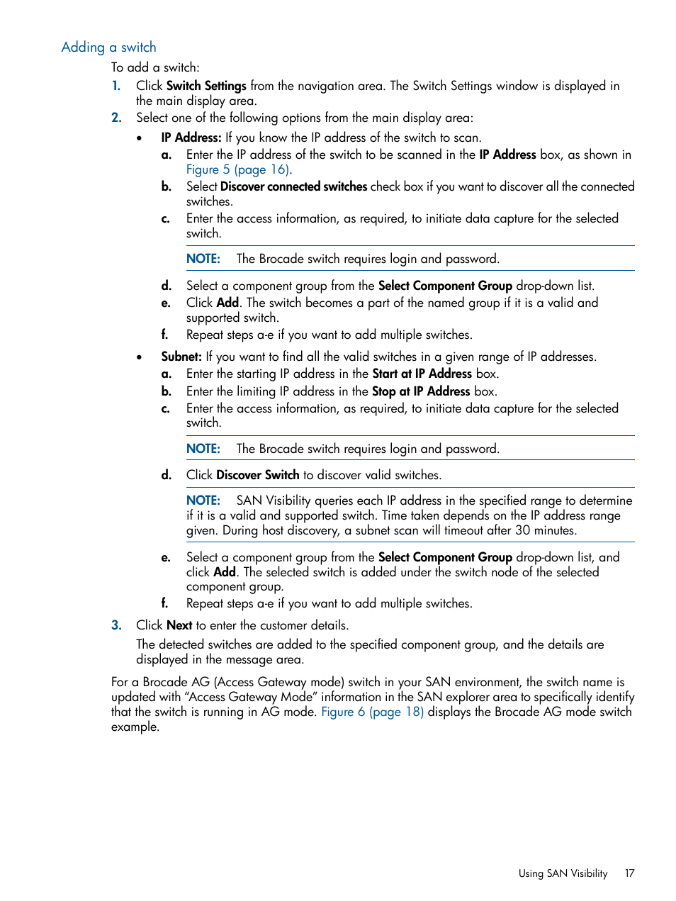 Adding a switch | HP SAN User Manual | Page 17 / 59