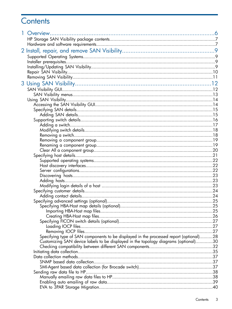 HP SAN User Manual | Page 3 / 59