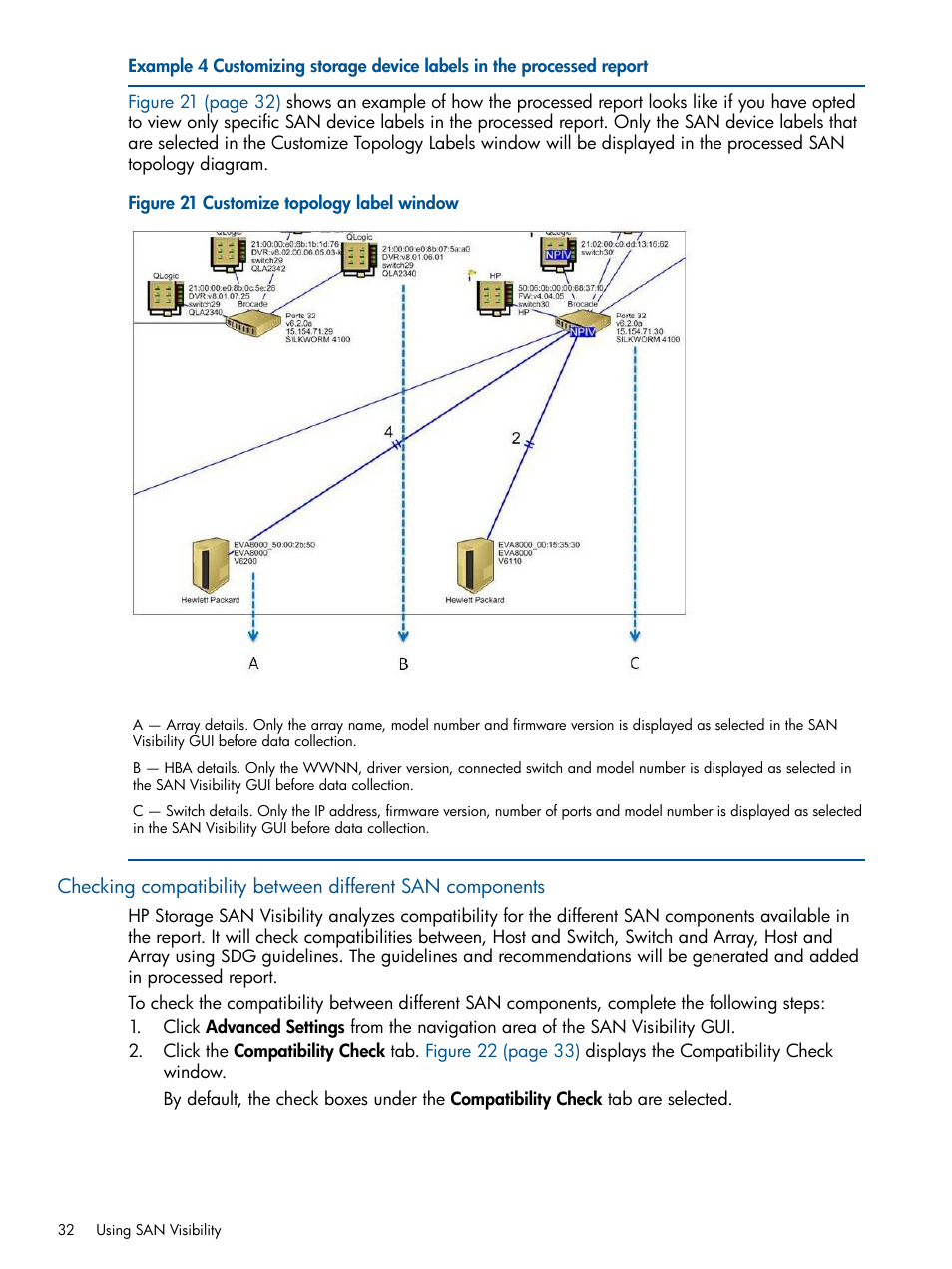 Customize topology label window | HP SAN User Manual | Page 32 / 59