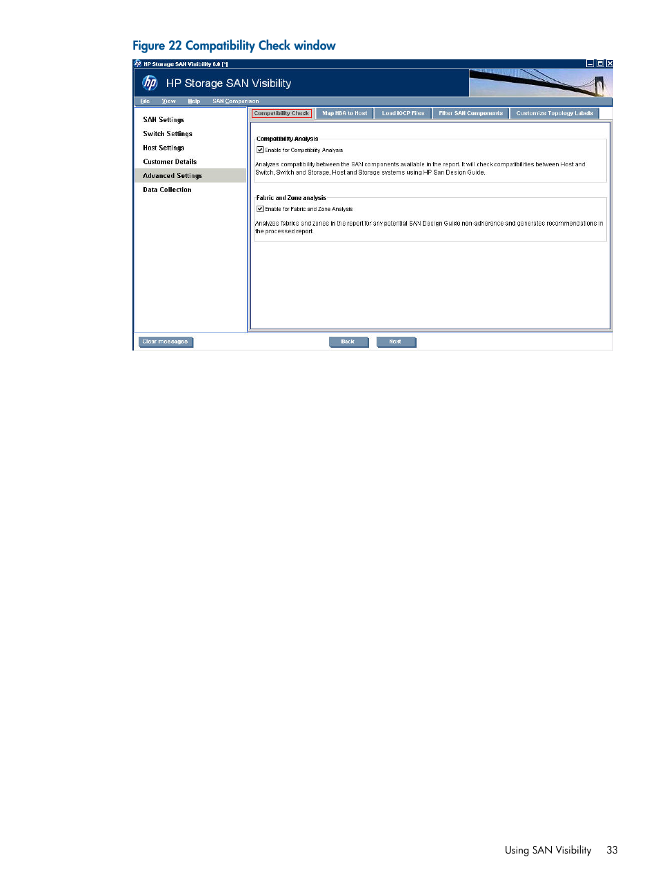 Compatibility check window | HP SAN User Manual | Page 33 / 59