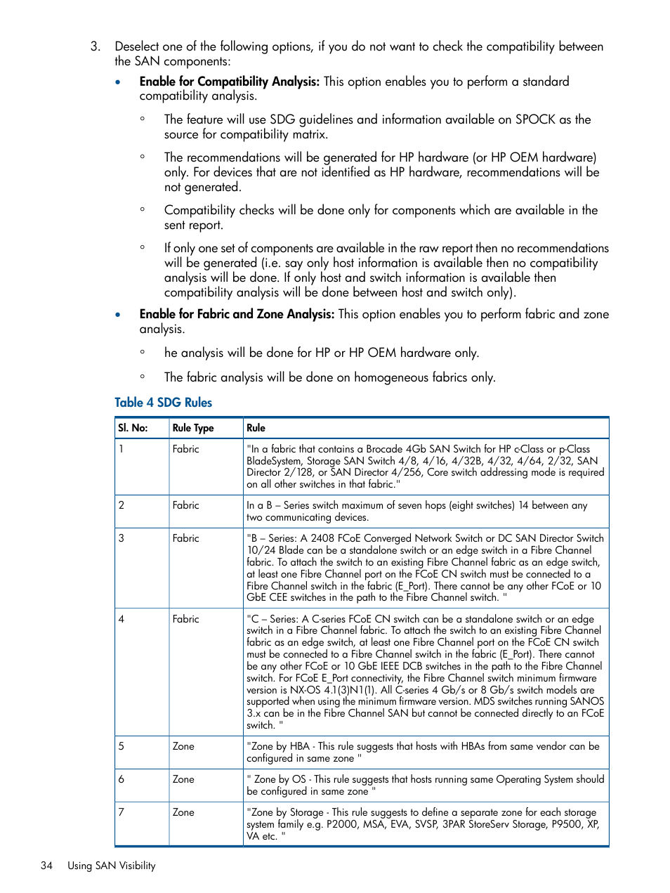 Sdg rules | HP SAN User Manual | Page 34 / 59