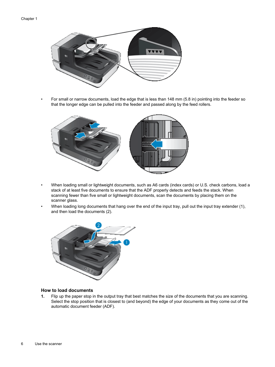How to load documents | HP Scanjet Enterprise Flow N9120 Flatbed Scanner User Manual | Page 8 / 42