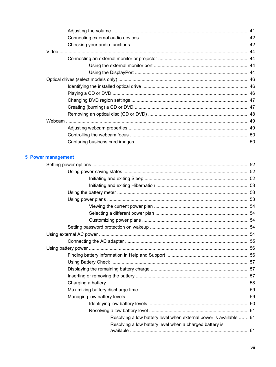HP EliteBook 2540p Notebook PC User Manual | Page 7 / 175