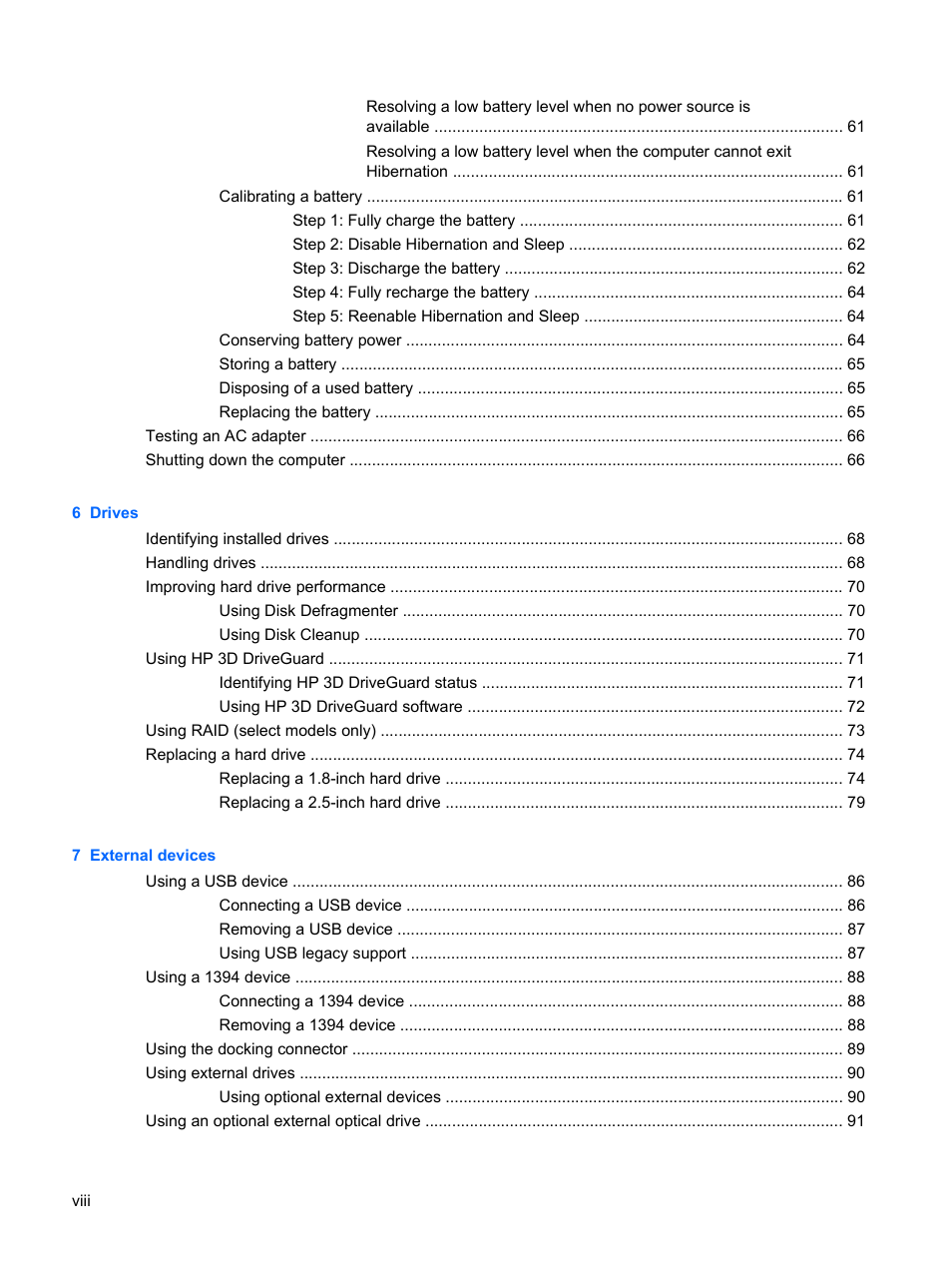HP EliteBook 2540p Notebook PC User Manual | Page 8 / 175