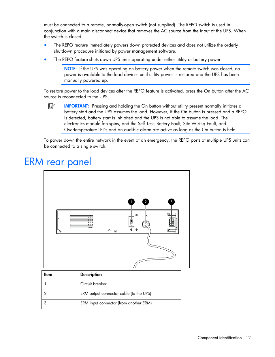 Erm rear panel | HP Tower Uninterruptible Power System User Manual | Page 12 / 79