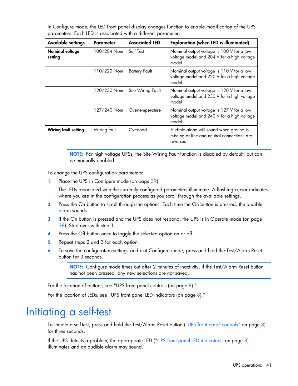 Initiating a self-test | HP Tower Uninterruptible Power System User Manual | Page 41 / 79