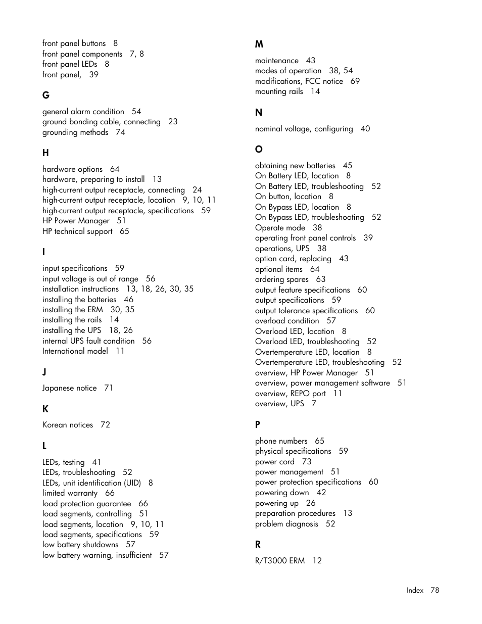 HP Tower Uninterruptible Power System User Manual | Page 78 / 79