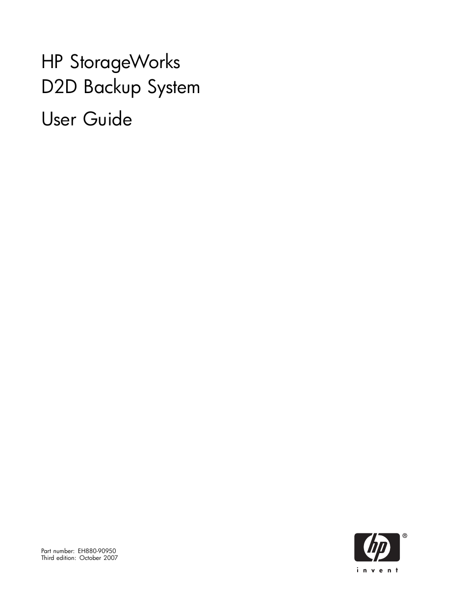 HP D2D100 Backup System User Manual | 126 pages