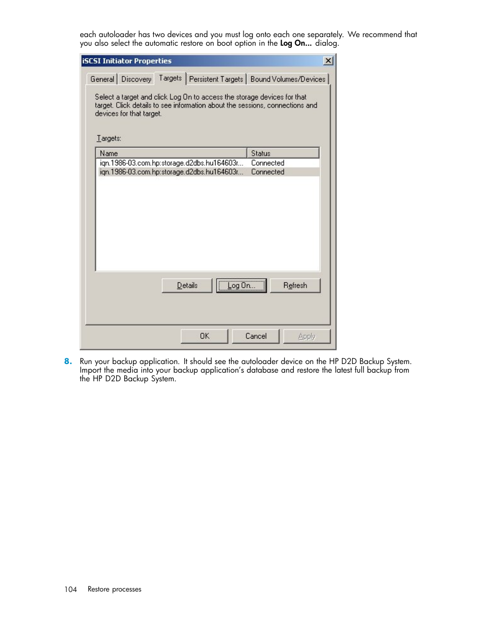 HP D2D100 Backup System User Manual | Page 104 / 126