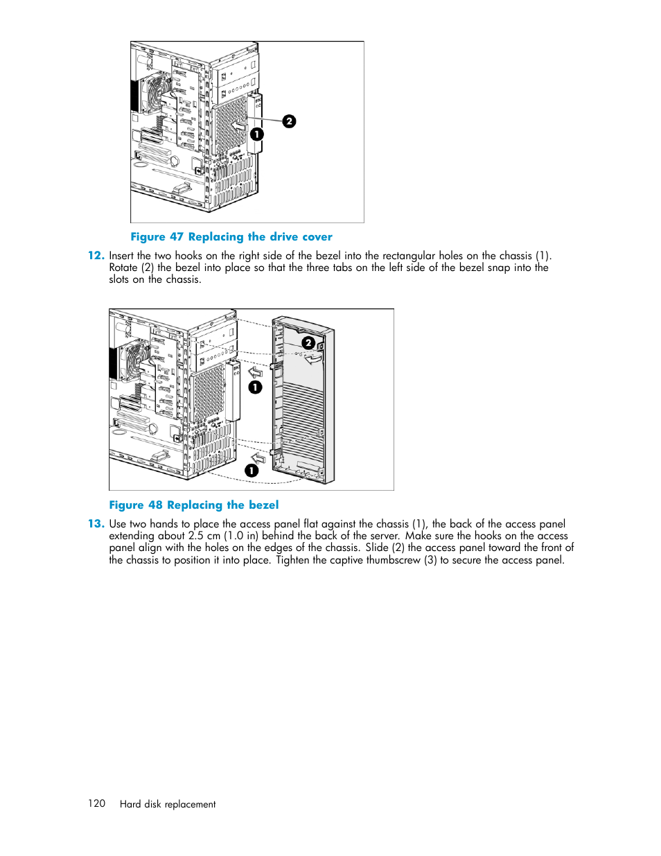 47 replacing the drive cover, 48 replacing the bezel | HP D2D100 Backup System User Manual | Page 120 / 126