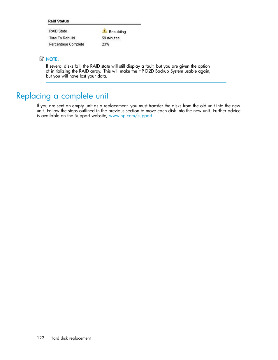 Replacing a complete unit | HP D2D100 Backup System User Manual | Page 122 / 126