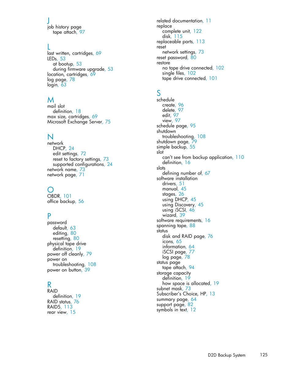 HP D2D100 Backup System User Manual | Page 125 / 126