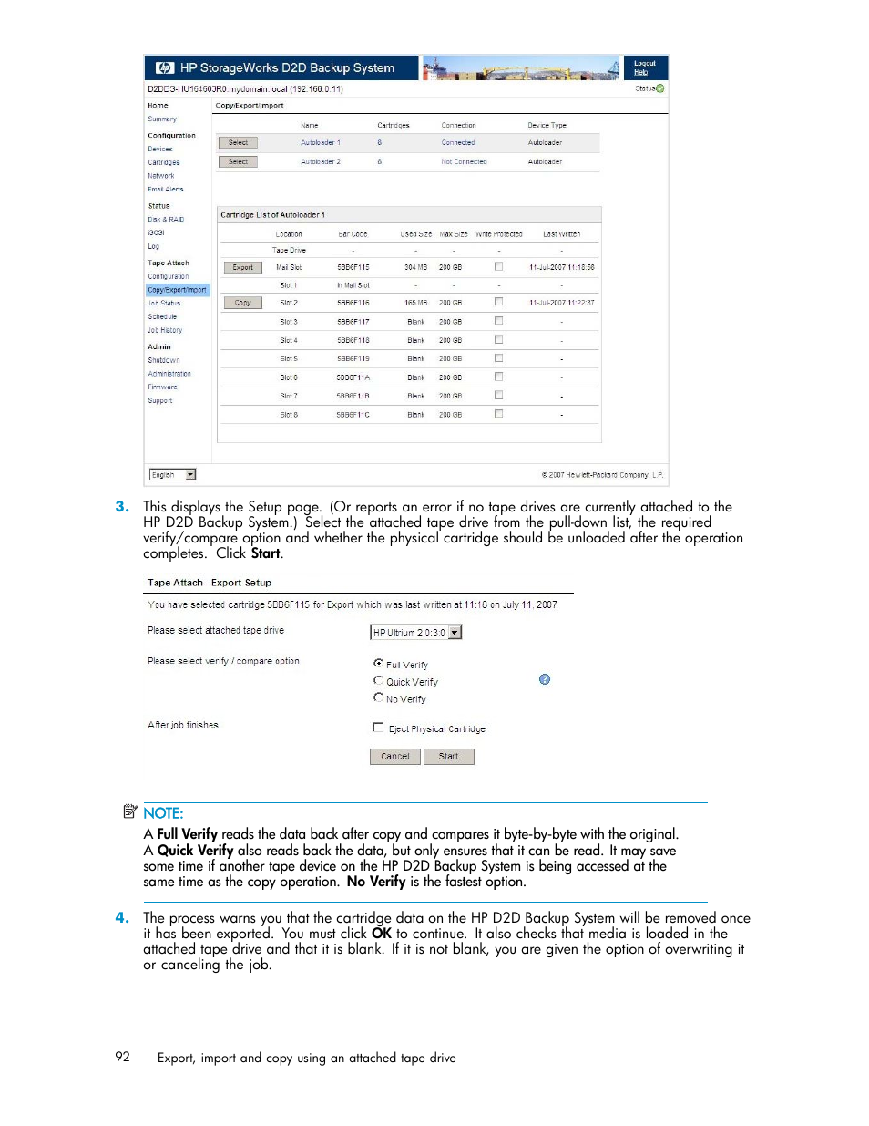 HP D2D100 Backup System User Manual | Page 92 / 126