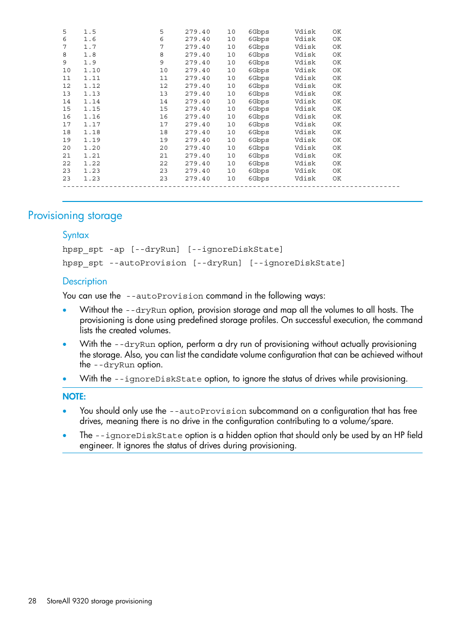 Provisioning storage | HP StoreAll Storage User Manual | Page 28 / 47