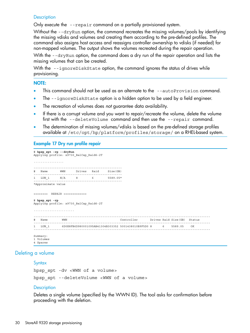 Deleting a volume | HP StoreAll Storage User Manual | Page 30 / 47