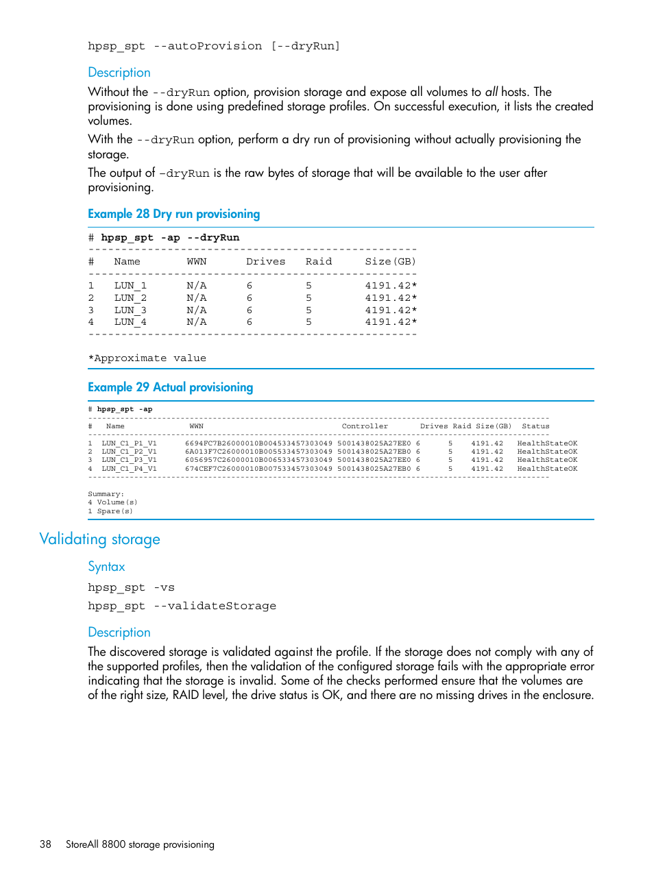 Validating storage | HP StoreAll Storage User Manual | Page 38 / 47