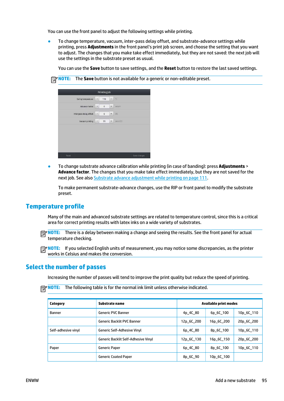 Temperature profile, Select the number of passes | HP Latex 360 Printer User Manual | Page 101 / 184