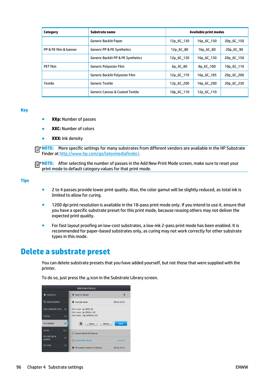 Delete a substrate preset | HP Latex 360 Printer User Manual | Page 102 / 184