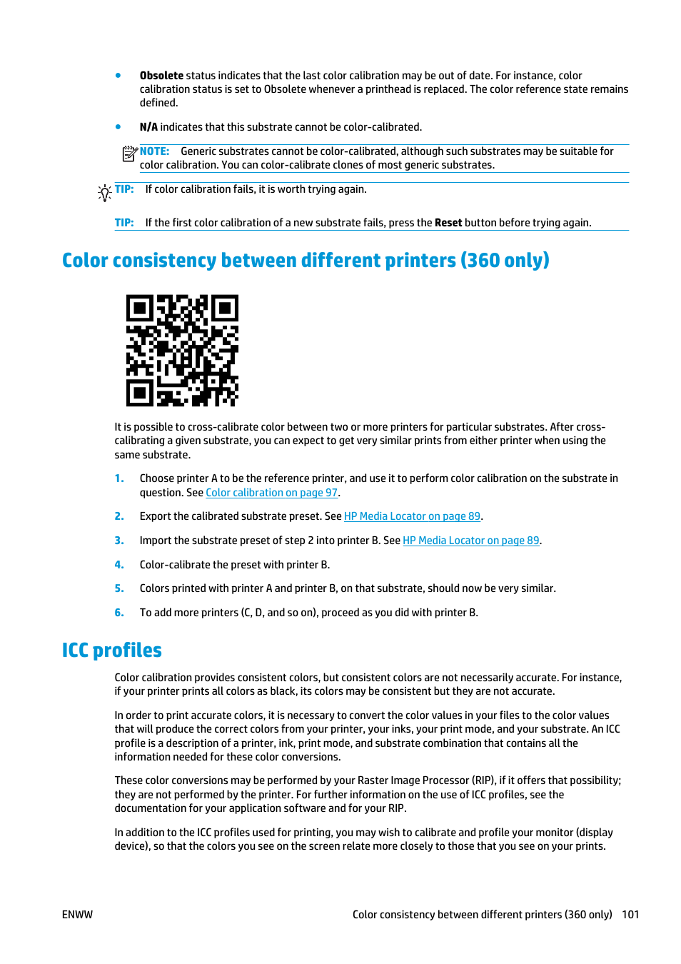 Icc profiles | HP Latex 360 Printer User Manual | Page 107 / 184