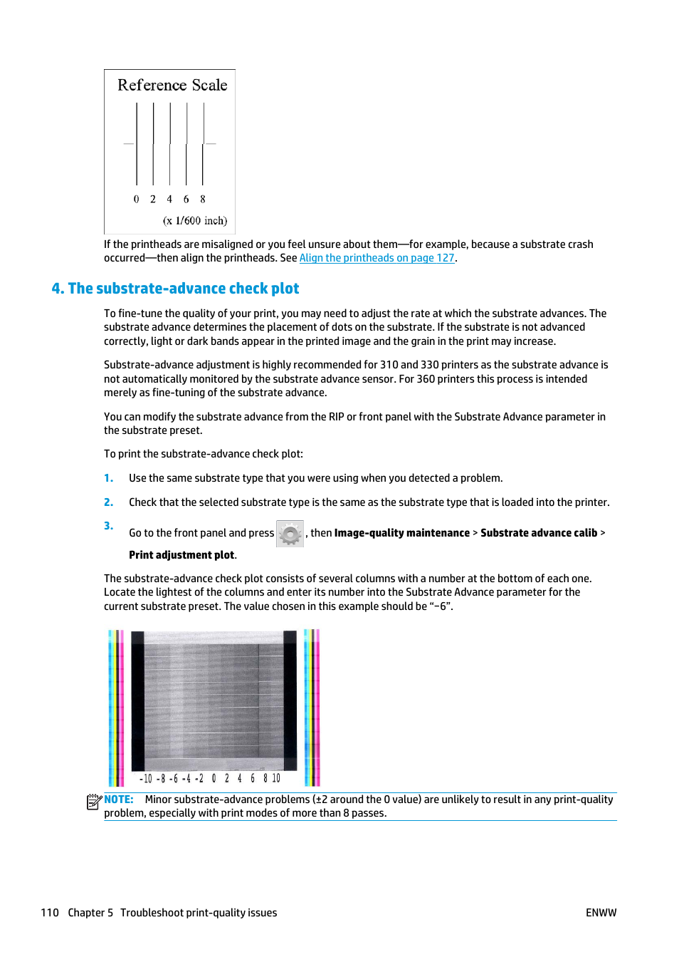 The substrate-advance check plot | HP Latex 360 Printer User Manual | Page 116 / 184