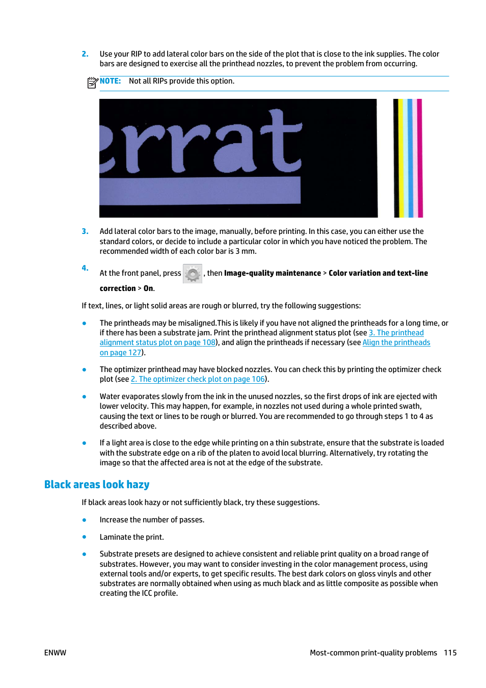 Black areas look hazy | HP Latex 360 Printer User Manual | Page 121 / 184