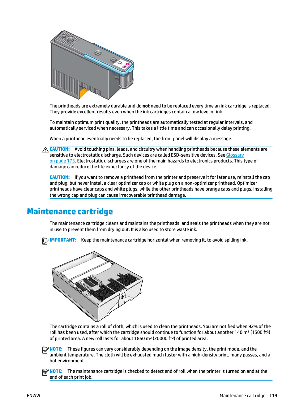 Maintenance cartridge | HP Latex 360 Printer User Manual | Page 125 / 184